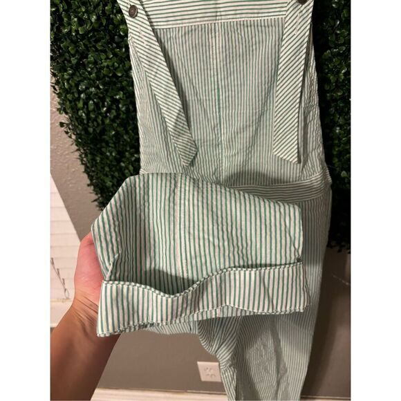 Free People NWT Salopette In Town Green Striped Overalls Sz Medium NWT - Picture 4 of 7